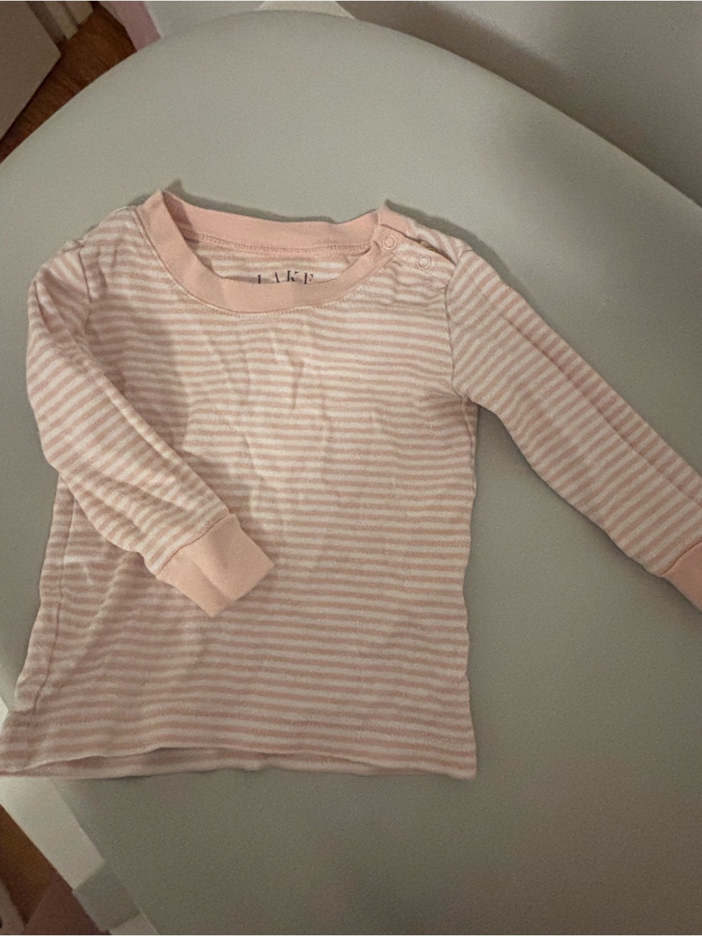Soft Pink Striped Long-Sleeve Kids Pajama Top by (no brand)